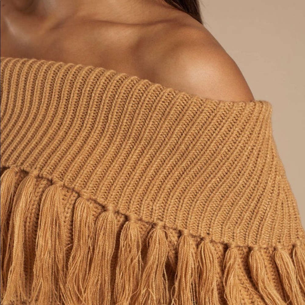 ๐HP๐ Camel Fringe Sweater - Picture 5 of 6